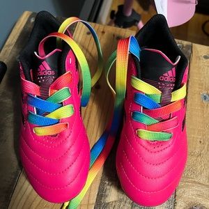 Girl's Kids Youth Size 12K Adidas Pink Black Lace Up Soccer Sports Cleats 12